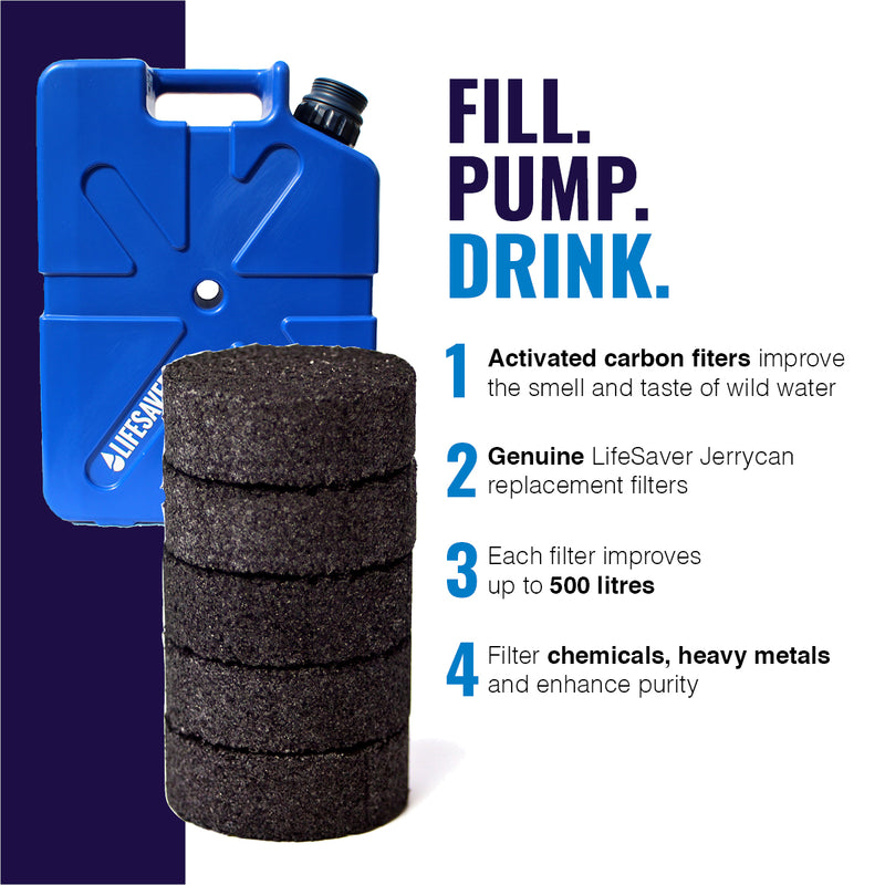 Cargue la imagen en el visor de la galería, Filtros de carbón activado de Jerrycan LifeSaver (paquete de 5)