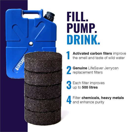Filtros de carbón activado de Jerrycan LifeSaver (paquete de 5)