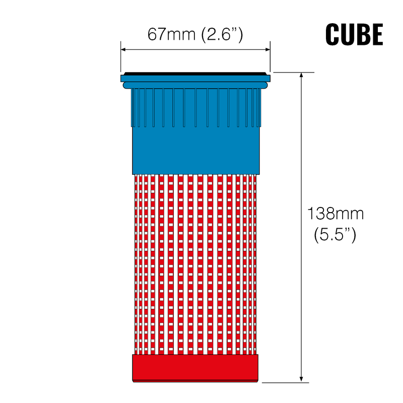 Cargue la imagen en el visor de la galería, Graphic showing the dimensions of a Cube Filter Cartridge