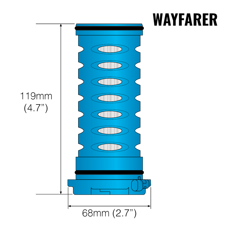 Cargue la imagen en el visor de la galería, Graphic showing the dimensions of a Wayfarer Filter Cartridge