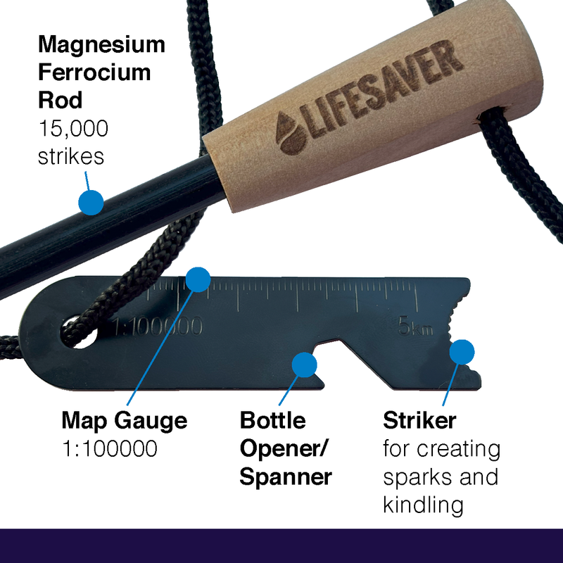 Cargue la imagen en el visor de la galería, Close up showing the strike tool features on the LifeSaver Fire Starter