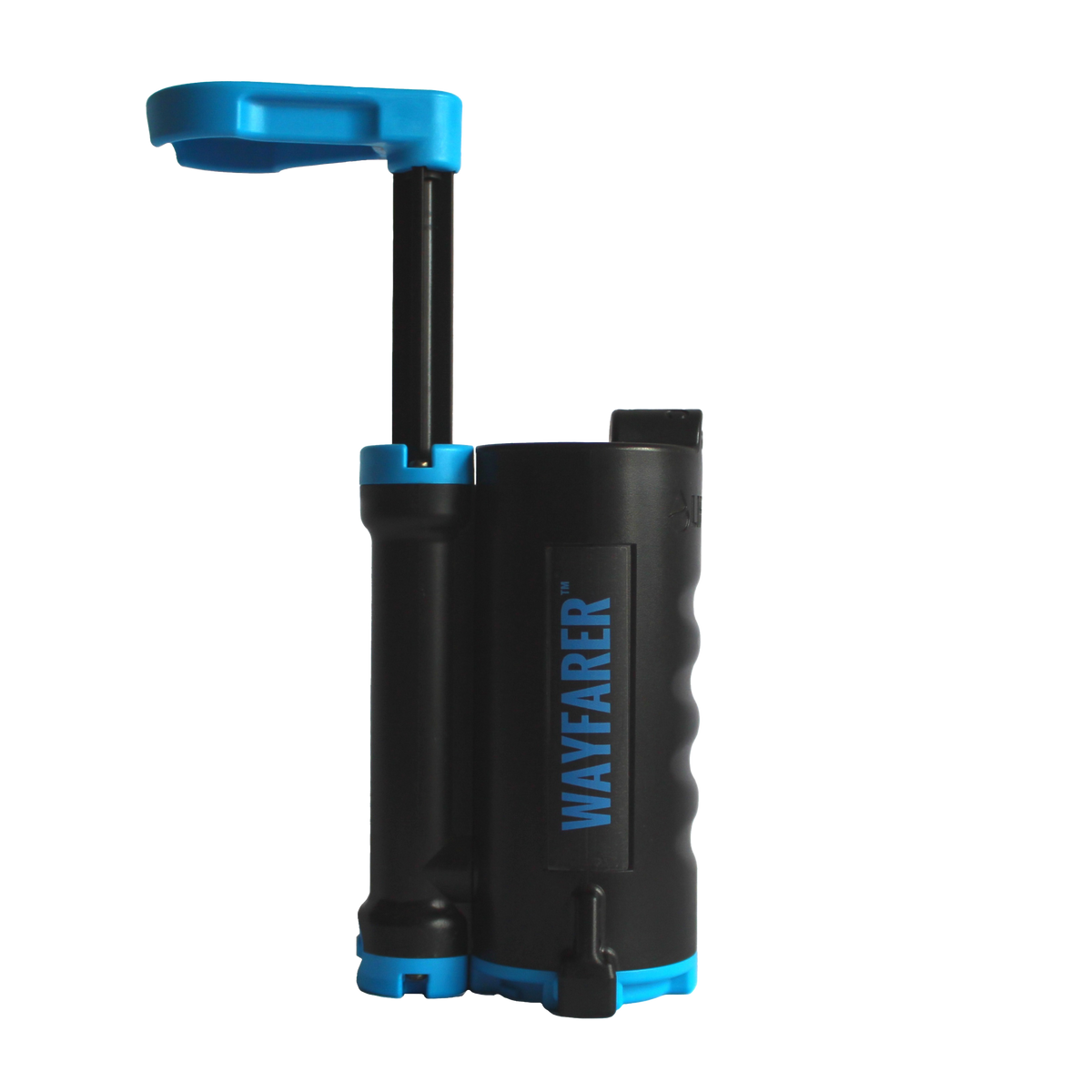 Black and blue hand pump with 'WAYFAKER' branding on a white background